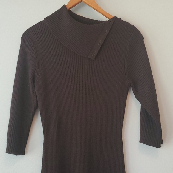 Cynthia Rowley Brown Ribbed Turtleneck Dress - Picture 2 of 7